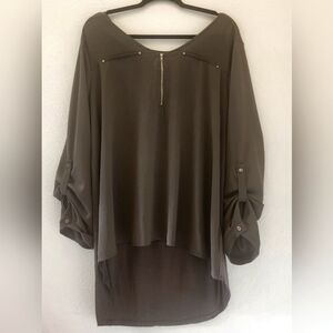 Simply Emma Plus Size 3X Chocolate Brown Top